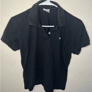 Lacoste Black Short Sleeve Collared Shirt. Worn Before. Size 46 Or Small